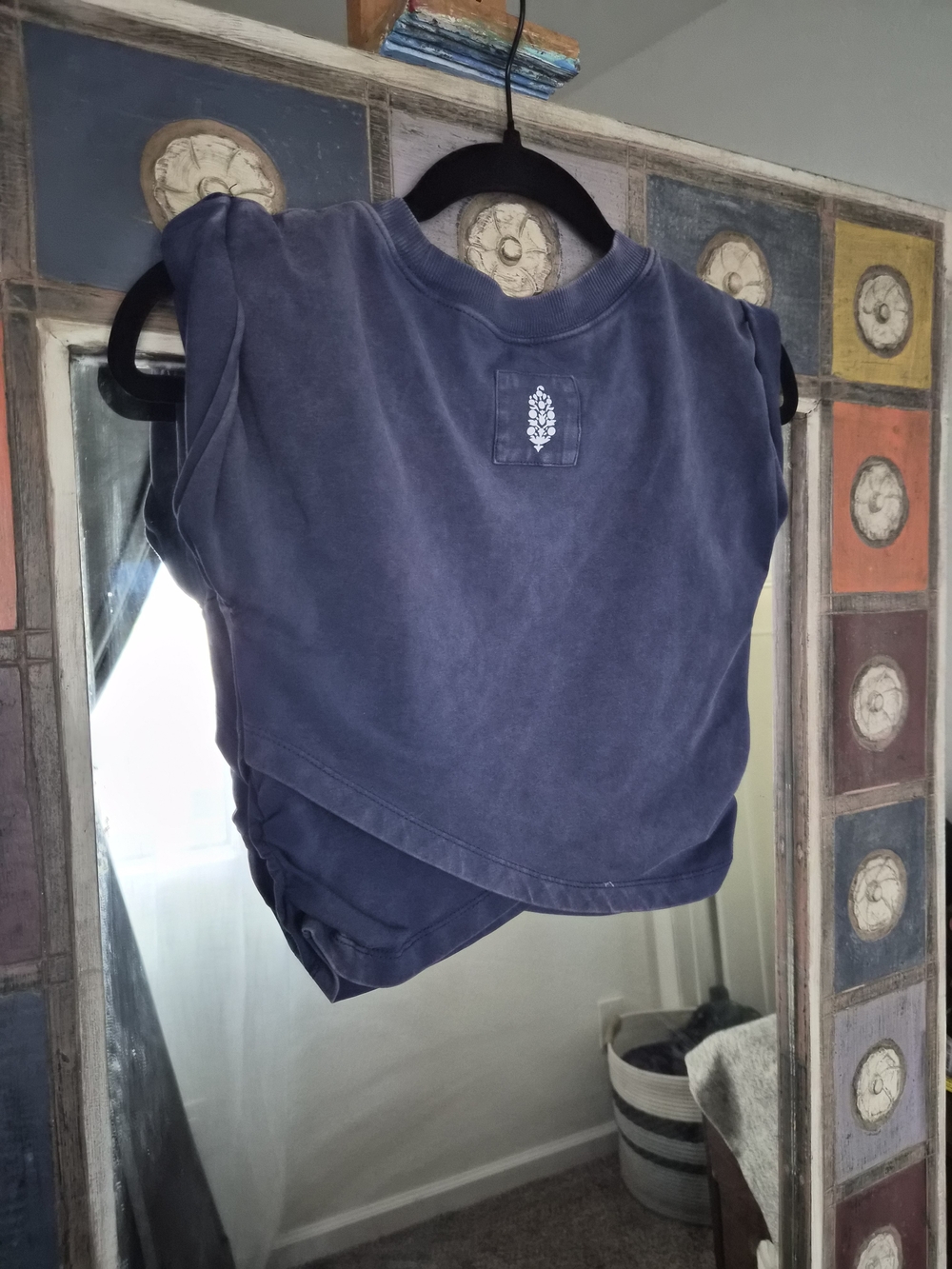Free People Indigo Blue Cropped Muscle Tee - Picture 2 of 3